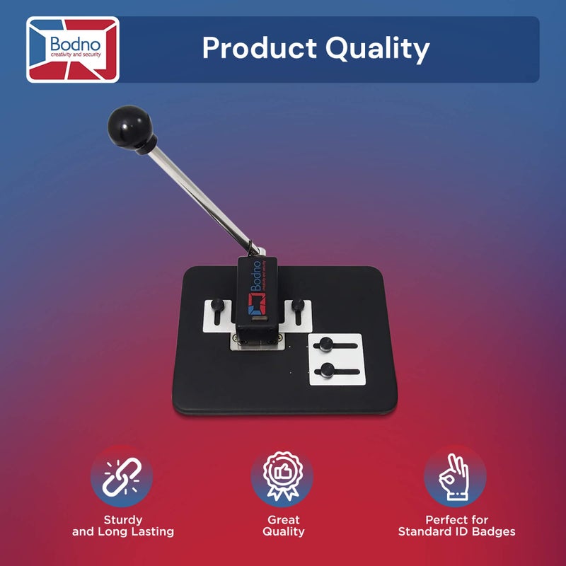 Bodno Heavy Duty Desktop ID Badge Slot Punch Black - Cr80 30 Mil PVC Card Slot Puncher w/Adjustable Centering Guides - Image 4